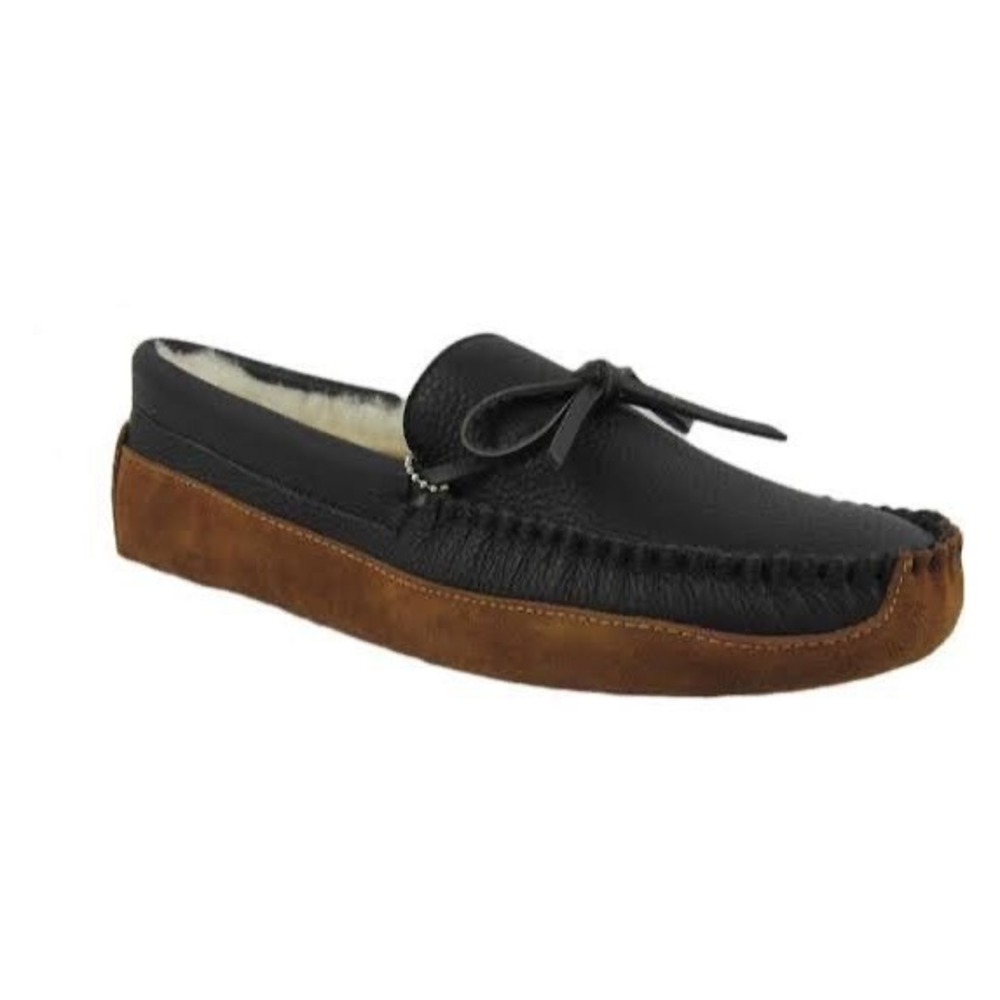 Australia Luxe Collective Mens Black Leather Shearling Moccasin Boots Size 12